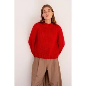 Hellenic Aesthetic Relaxed Mohair Sweater In Lava - XS